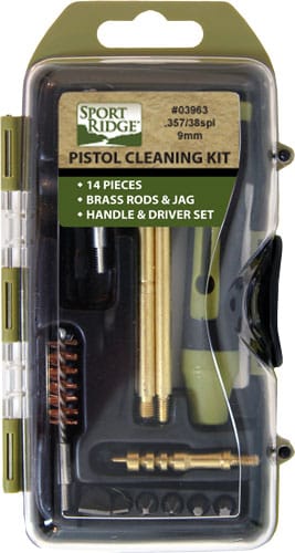 14-piece 38/357/9mm pistol cleaning kit with hard case