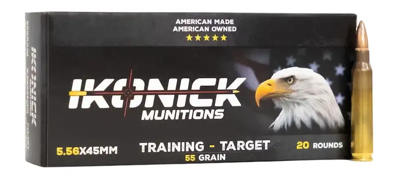 IKONICK USA 5.56 NATO 55 grain FMJ Boat Tail rifle ammunition
