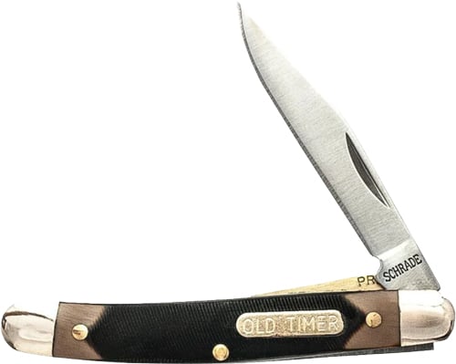Old Timer Mighty Mite folding pocket knife with stainless steel blade and brown Delrin handle