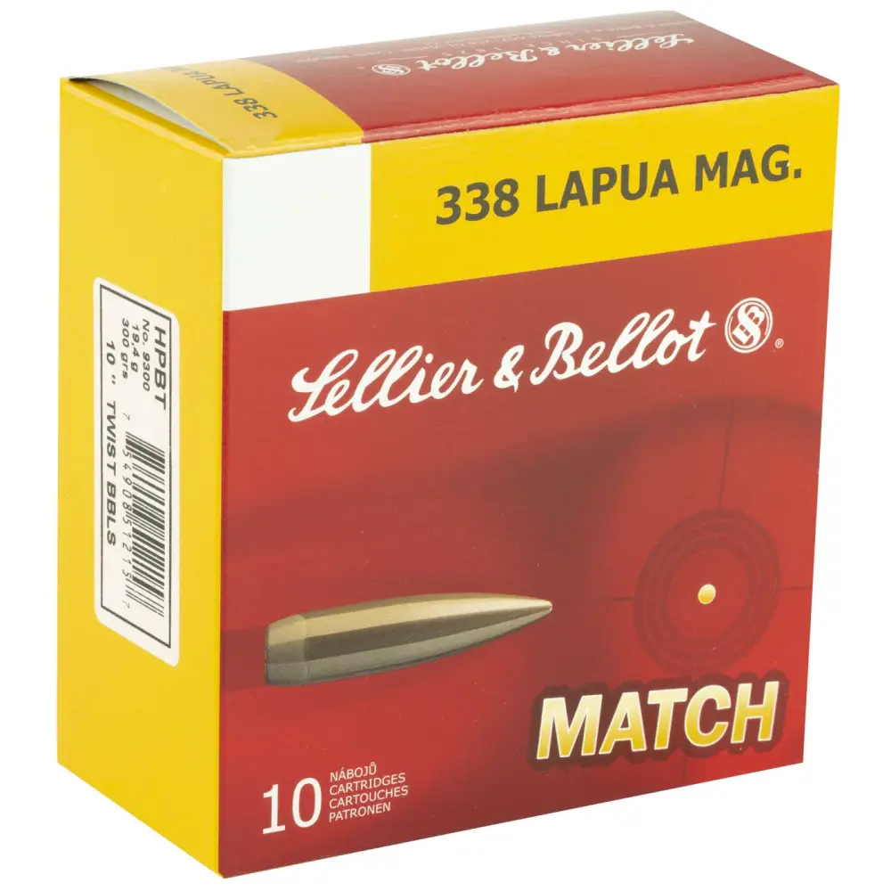 Sellier & Bellot .338 Lapua Magnum 300 grain HPBT ammunition, 10 rounds