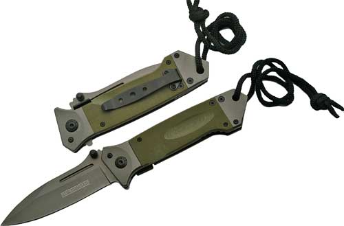 SZCO Rite Edge 3.5-inch assisted folder with OD green G-10 handle