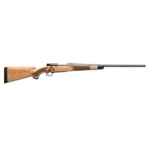 Winchester Model 70 Super Grade 6.8 Western rifle with 24-inch blued barrel and gloss maple stock