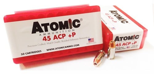 Atomic 45 ACP +P 185gr bonded match hollow point ammunition 50-pack