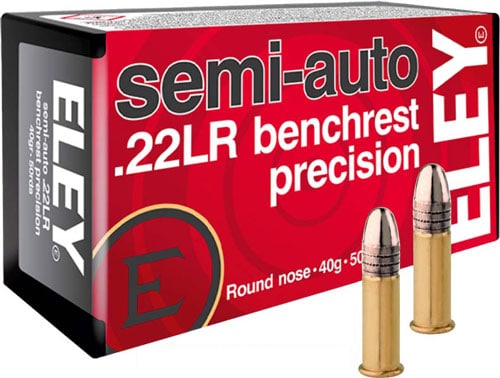 Eley Precision .22 LR 40 grain lead solid rimfire ammunition, 50 rounds