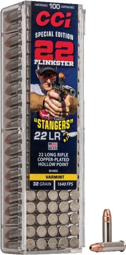 CCI Stangers .22 LR 32 grain copper-plated hollow point ammunition, 100 rounds
