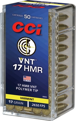 CCI 959CC .17 HMR 17-grain varmint-tipped rimfire ammunition, 50-round box