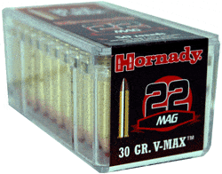Hornady Varmint Express .22 WMR 30 grain V-Max 50-round ammunition box