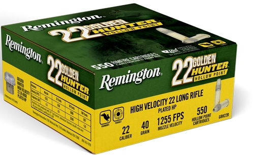 Remington Golden Hunter .22 LR 40 grain 550-round rimfire ammunition box