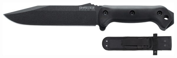 Ka-Bar Becker Combat Utility 7-inch fixed clip point knife with black handle and sheath