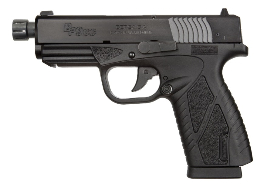 Bersa BP9CC 9mm semi-auto pistol with threaded barrel and polymer frame