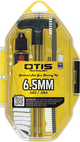 Otis 6.5mm rifle rod cleaning kit with sectional brass rods and cleaning accessories