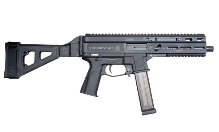 Grand Power Stribog SP10A3 10mm pistol with 8-inch threaded barrel and SBT brace