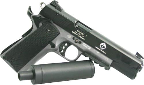 ATI GSG 1911 AD-OPS .22 LR handgun with gray frame and black slide