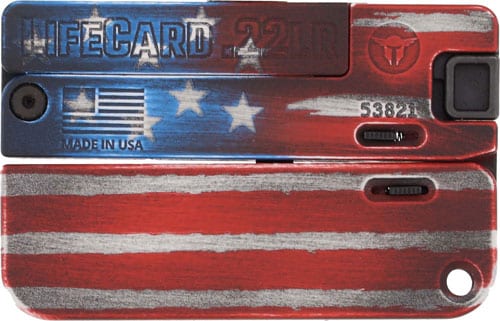 Trailblazer Firearms Lifecard .22 WMR single-shot handgun with American Flag finish