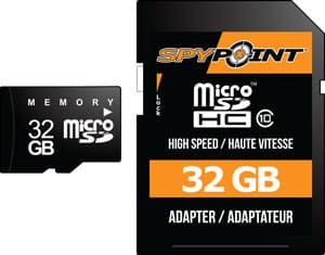 SPYPOINT 32GB Class 10 microSD memory card with SD adapter