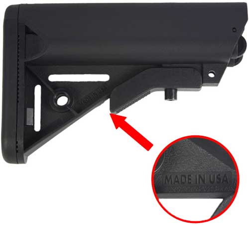 J&E SOPMOD mil-spec adjustable AR-15 stock in black polymer
