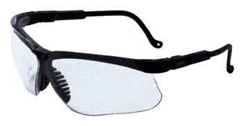 Howard Leight Genesis safety glasses with black frame and clear lens