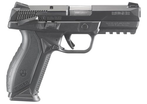 Ruger American Duty 9mm handgun with 4.2-inch barrel, black finish, and manual safety