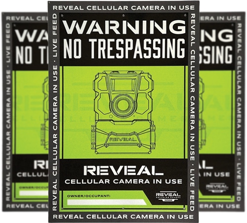 Tactacam REVEAL No Trespassing durable plastic signs, three-pack