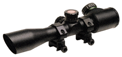Truglo Tru-Brite Xtreme 4x32 illuminated MIL-DOT rifle scope with rings