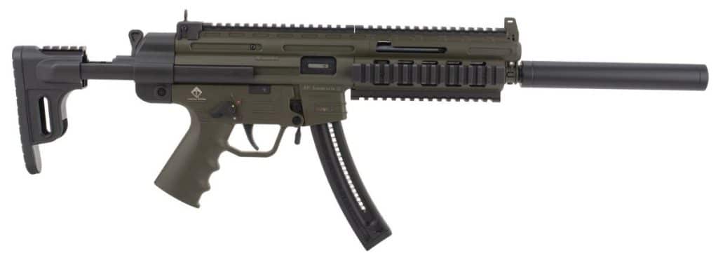 American Tactical GSG-16 .22 LR semi-auto rifle with OD green finish and collapsible stock
