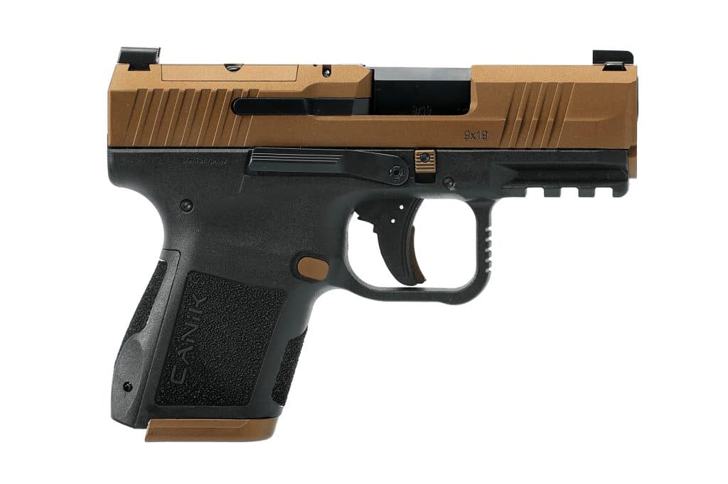 Canik METE MC9 9mm bronze semi-auto pistol with black polymer grip