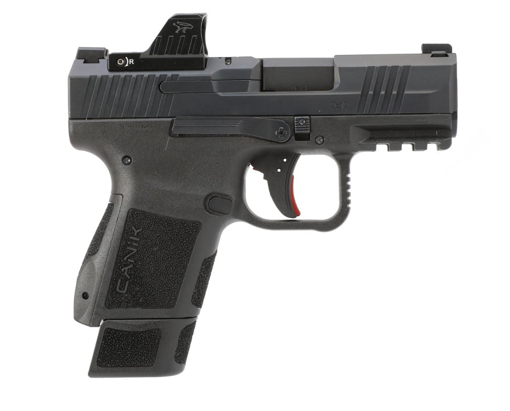 Canik METE MC9 9mm black pistol with 3.18-inch barrel and MeCanik MO1 optic