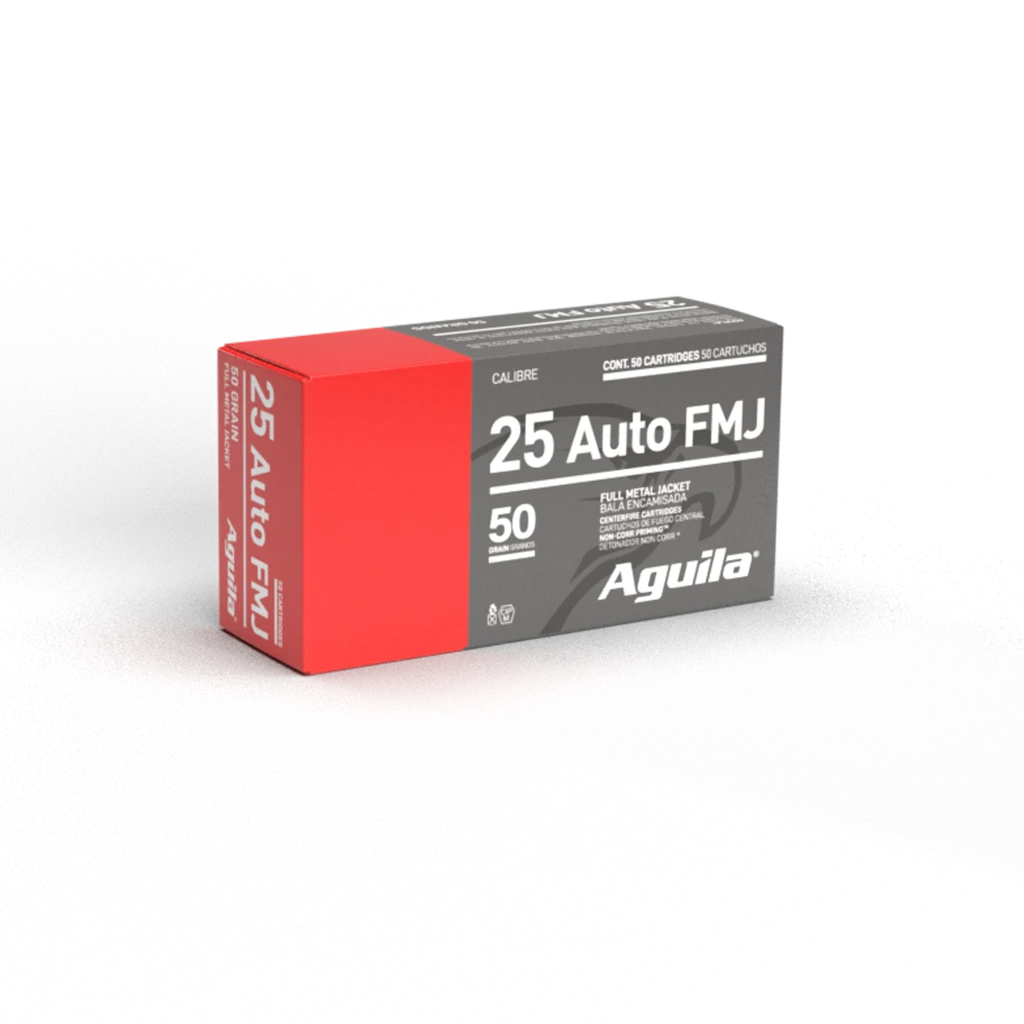 Aguila .25 ACP 50 grain FMJ handgun ammunition 50-round box