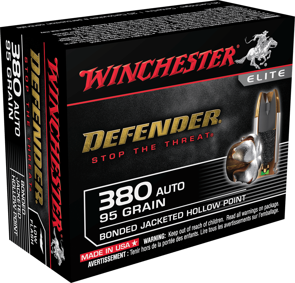 Winchester PDX1 Defender .380 ACP 95 grain bonded JHP ammunition box