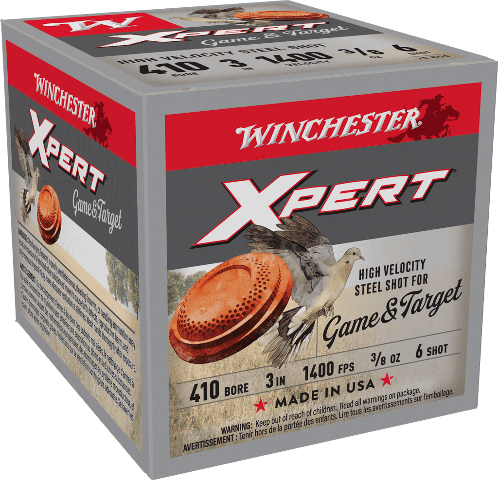 Winchester Xpert Steel .410 Bore #6 non-toxic shotshells, 25 rounds