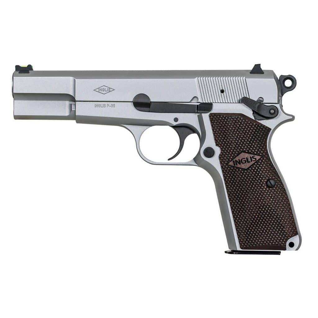 SDS Imports Inglis P-35 9mm handgun with 4.7-inch barrel and satin nickel finish