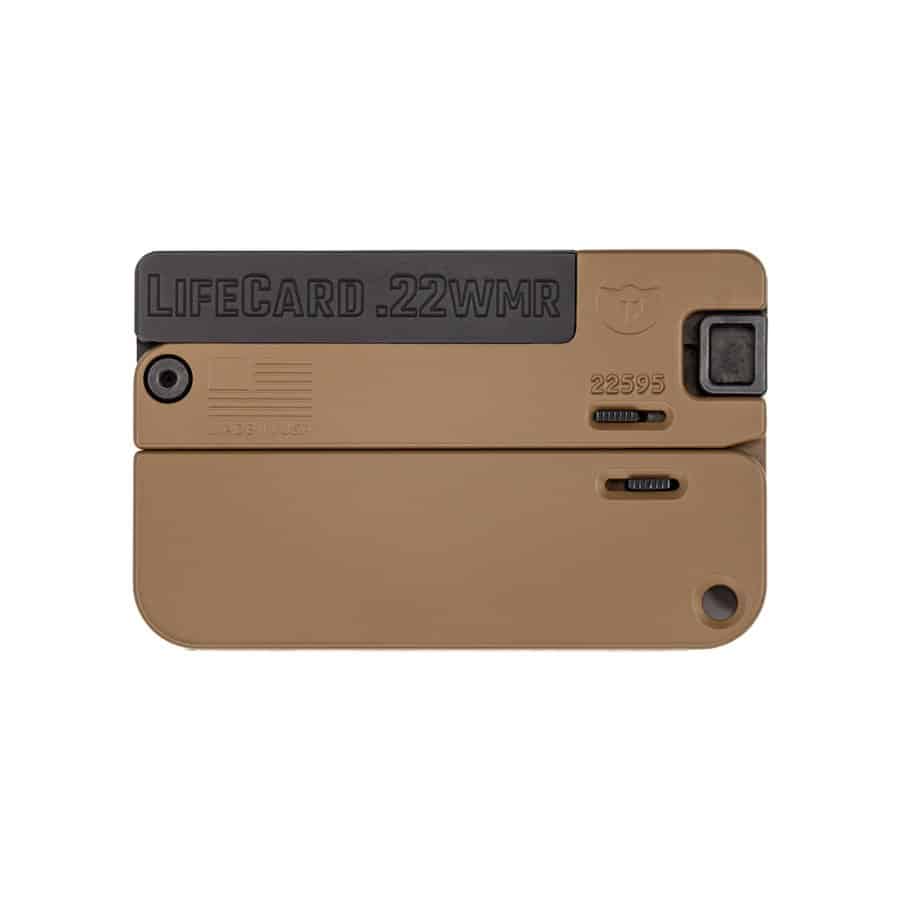 Trailblazer Firearms LifeCard .22 WMR single-shot pistol in Barrett Brown aluminum