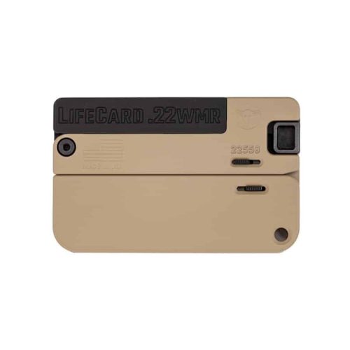 Trailblazer Firearms LifeCard .22 WMR single-shot pistol with McMillan Tan grip
