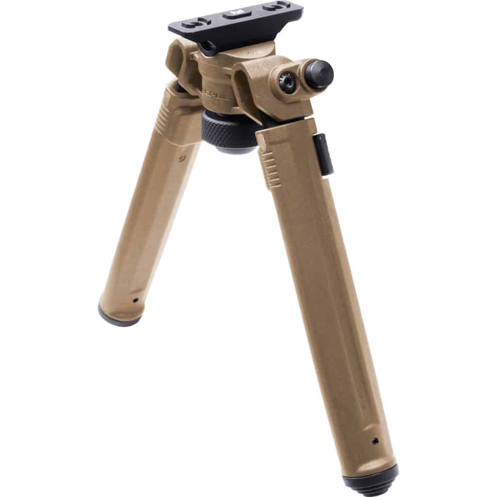 Magpul M-LOK Bipod in Flat Dark Earth with folding legs and rubber feet