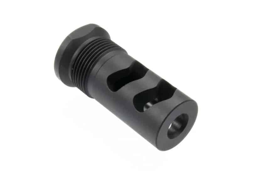 Wilson Combat Rapid-Thread muzzle brake with 5/8x24 threads and black Melonite finish