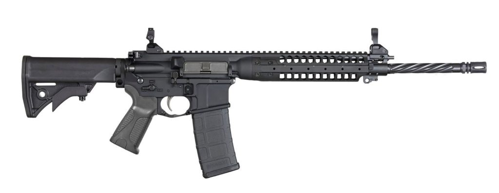 LWRC IC Enhanced 5.56 semi-automatic rifle with black finish and configurable rail