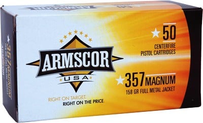Armscor .357 Magnum 158 grain FMJ ammunition, 50-round box
