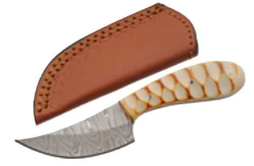 SZCO Rite Edge 2.75-inch grooved burned bone skinner with sheath