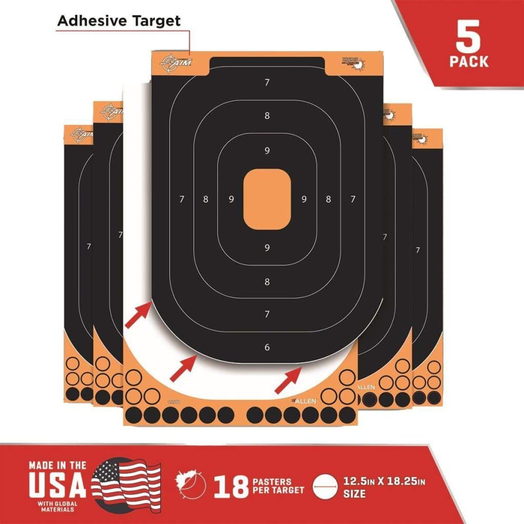 Allen EZ Aim Splash black and orange adhesive shooting targets, five-pack
