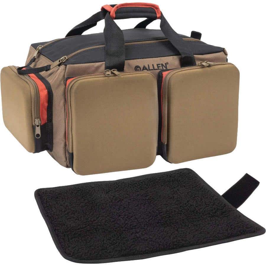 Allen Eliminator Rangemaster tan range bag with included pistol rug