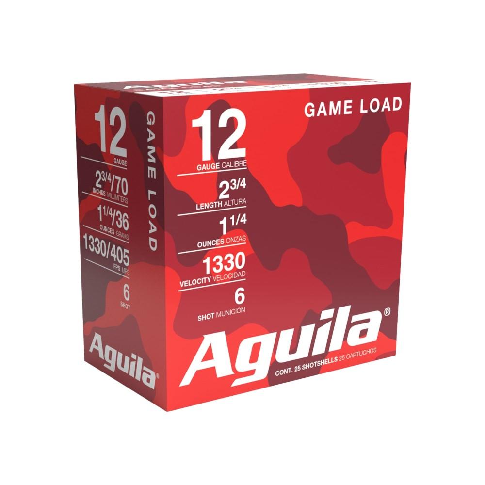 Aguila 12 gauge 2.75 inch high velocity #6 lead shot shells, 25 round box