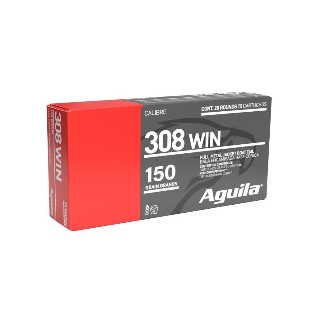 Aguila .308 Win 150 grain FMJ boat-tail ammunition 20-round box