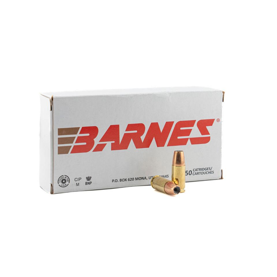 Barnes Defense 9mm 115 grain Sierra JHP ammunition, 50-round box