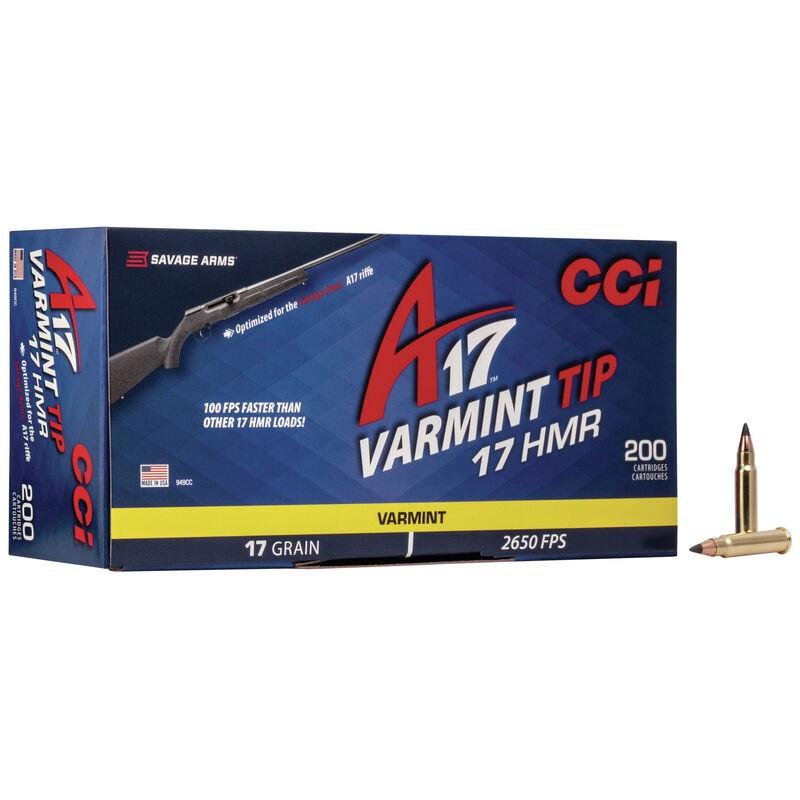 CCI A17 Varmint Tip rimfire ammunition, 17 grain, 200-round box