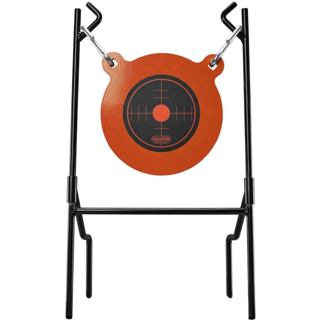 Champion centerfire hanging gong target with 9.5-inch steel plate and stand