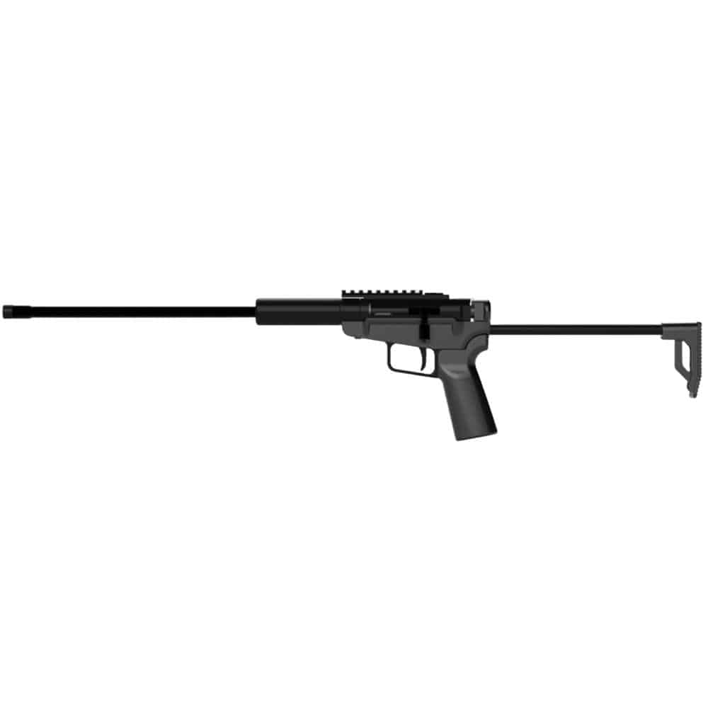 Dark Mountain Arms Stowaway single-shot 9mm rifle with black finish and threaded barrel