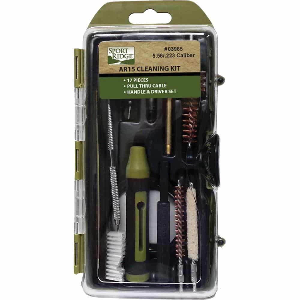 17-piece rifle cleaning kit with hard case and cleaning tools
