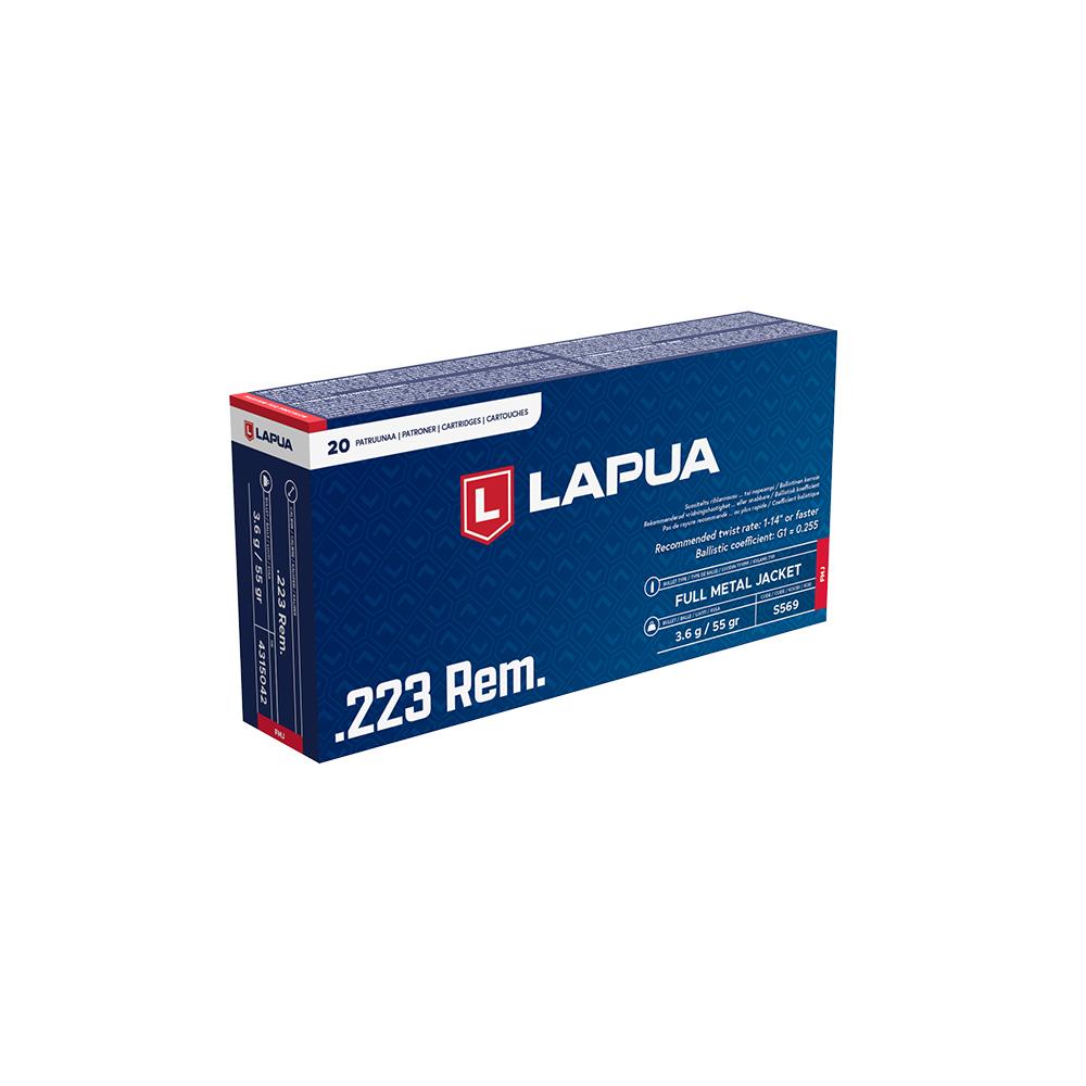Lapua .222 Remington 55gr FMJ rifle ammunition, 20-round box