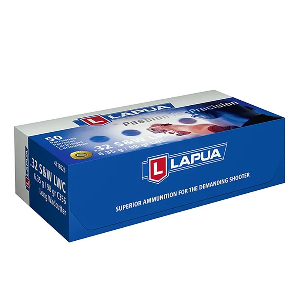 Lapua .32 S&W Long 98gr LWC wadcutter handgun ammunition, 50 count