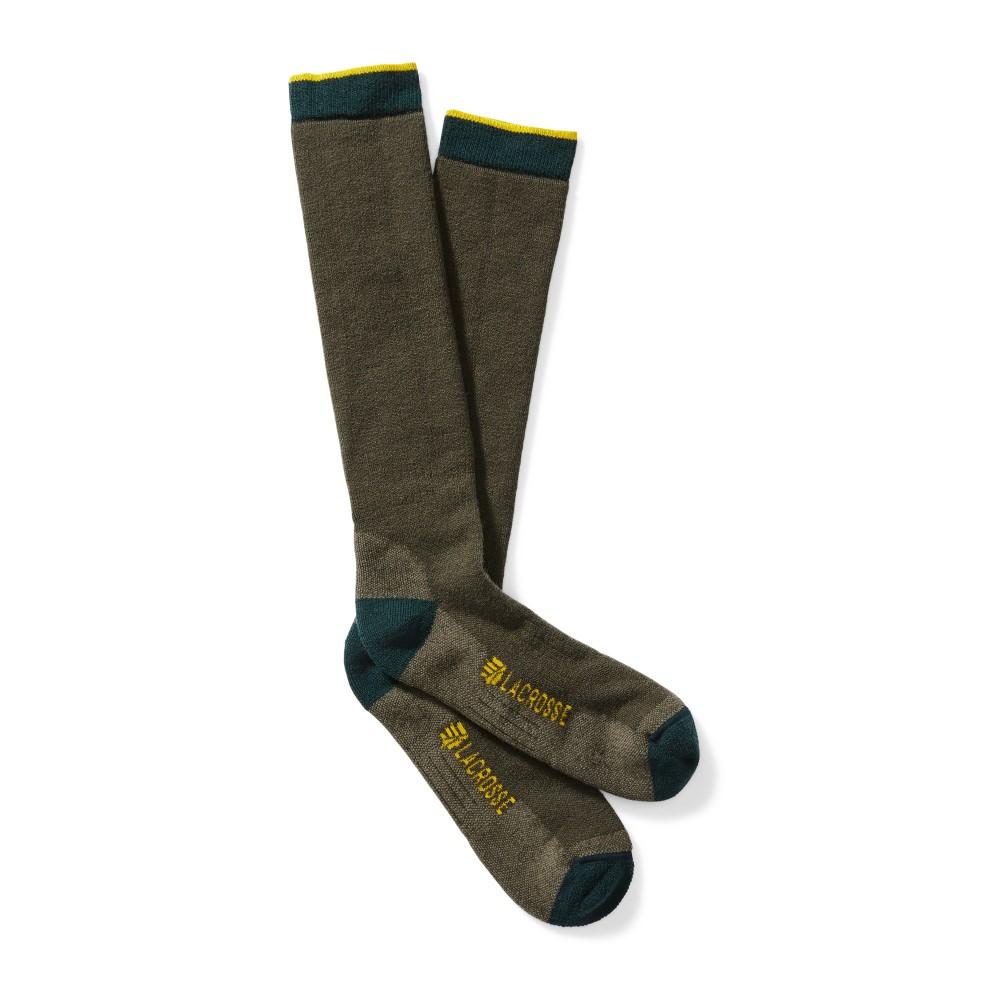 LaCrosse men's merino midweight over-the-calf sock in OD green, size M